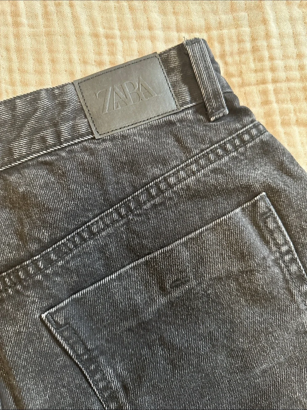 Zara Black Washed Denim Shorts